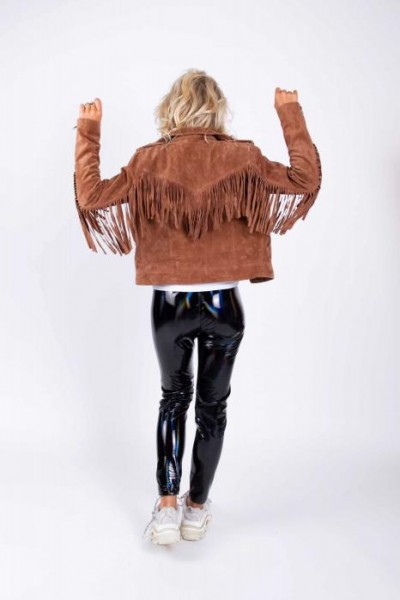 Nathalie Leather Fringe Jacket 