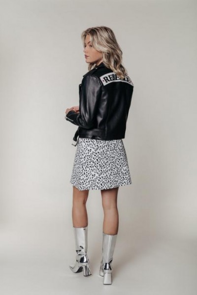 Robbie Leopard jacquard jurk Zwart