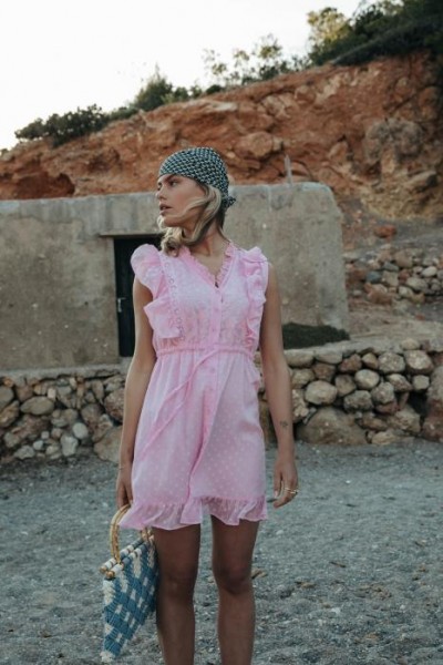 Celine Embroidery Dress Pink
