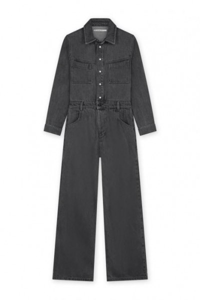 Homage Flowy Denim Overall Washed Grey