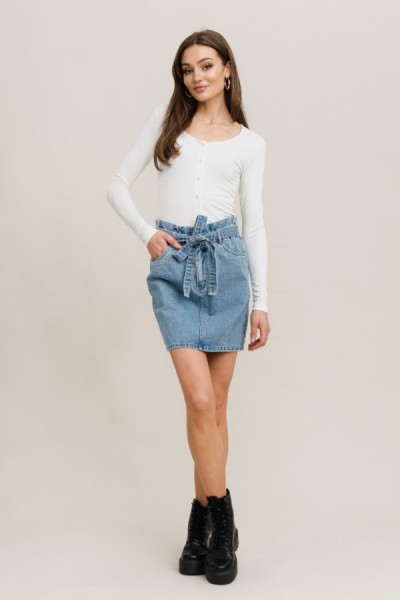Daniella Paper Waist Skirt Blue Denim