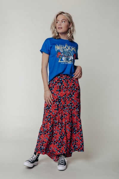 Rive Roses Maxi Skirt Bright Red