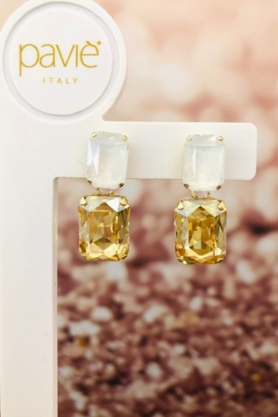 Pavie Italy Oorring Quadrato Bianco Oro