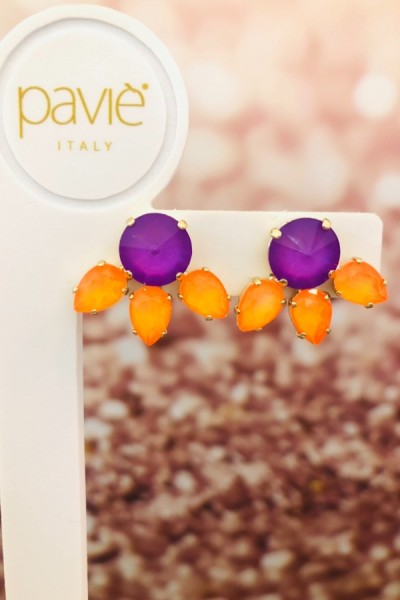 Pavie Italy Earring Star Fluo Lilac Orange