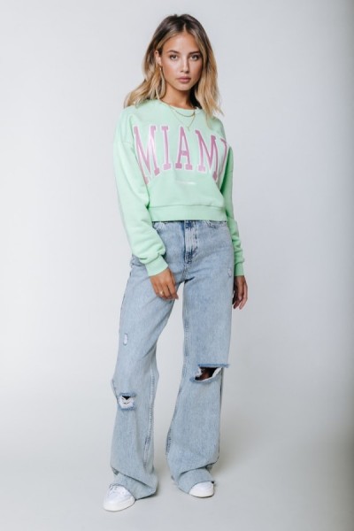 Miami Patch Cropped Sweat Neon Lime