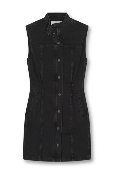 homage-fitted-denim-dress-with-cross-stitch-homage-fitted-denim-dress-black-used