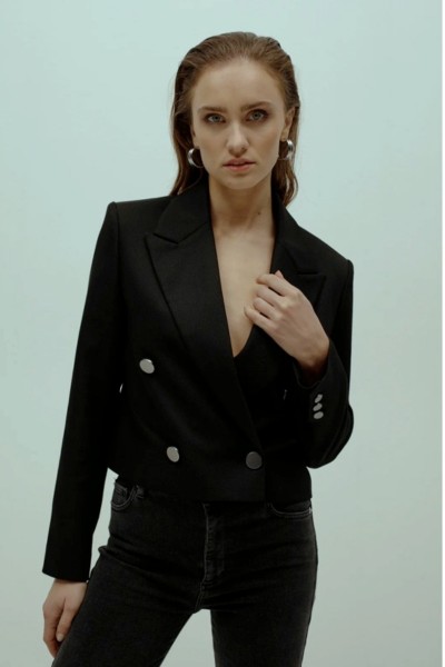 Homage Cropped Blazer Zwart