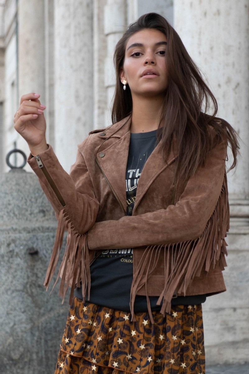 Nathalie Leather Fringe Jacket 
