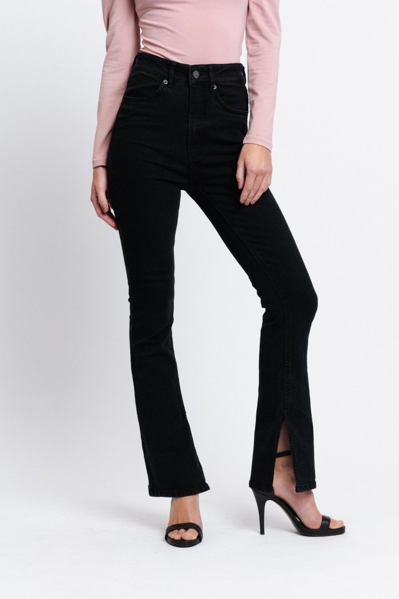 Nora Wide Split Jeans Zwart
