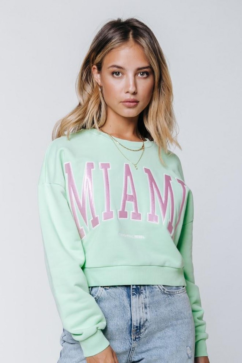 Miami Patch Cropped Sweat Neon Lime