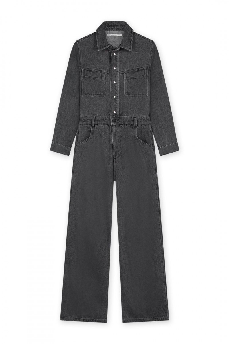 Homage Flowy Denim Overall Washed Grey