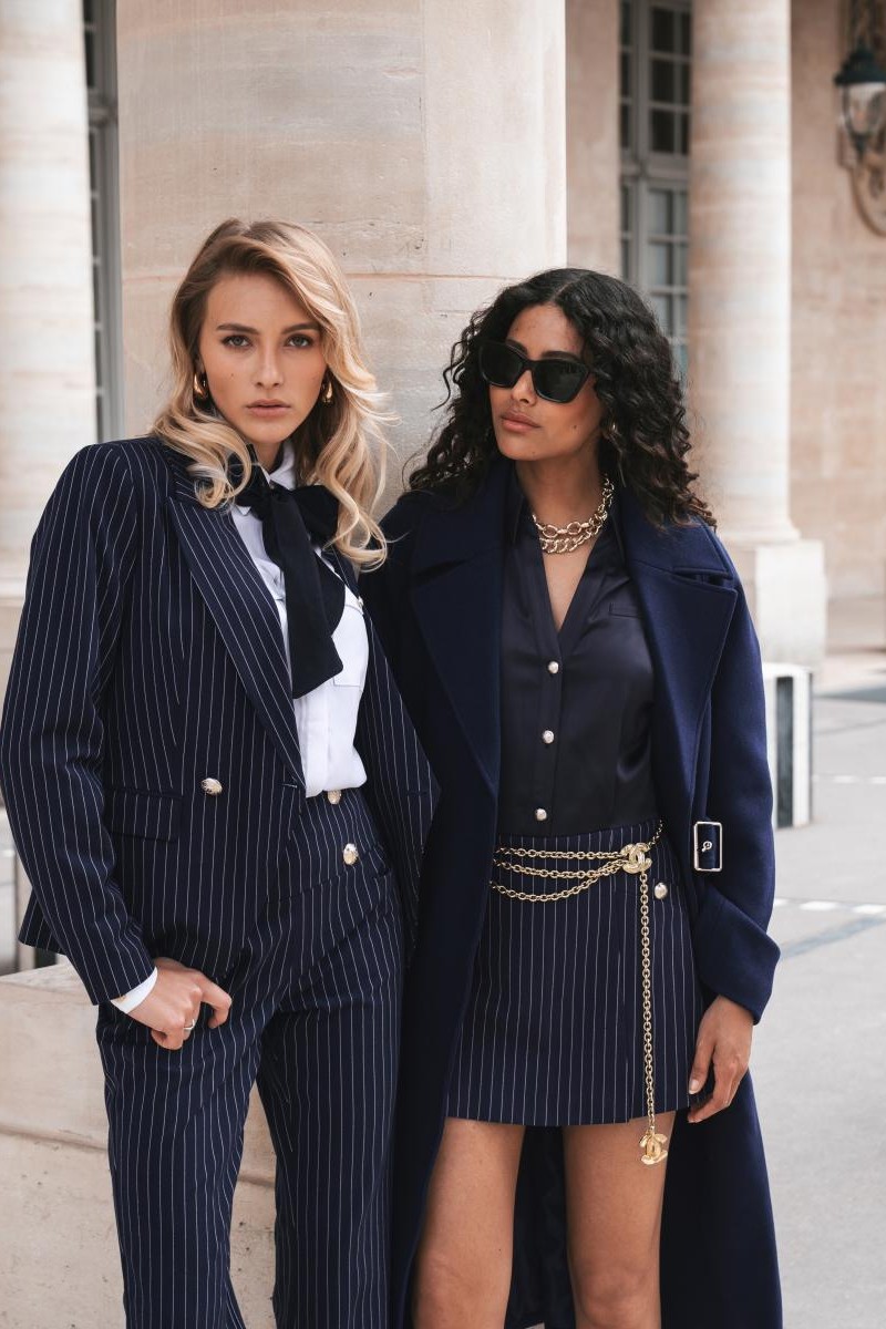 Nikkie Ellis Pinstripe Blazer Navy