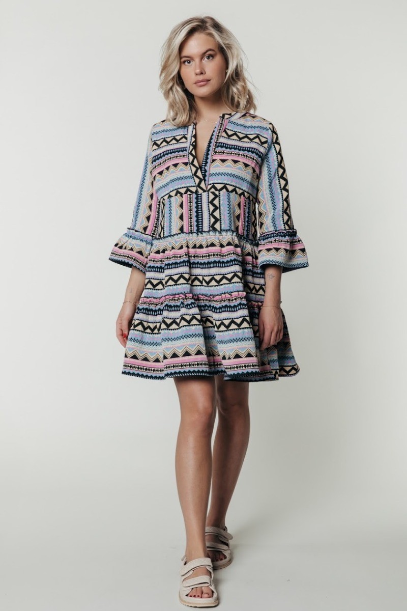 Women's Boho Summer Dress Cotton Smock 70s Mini Dress, 54% OFF